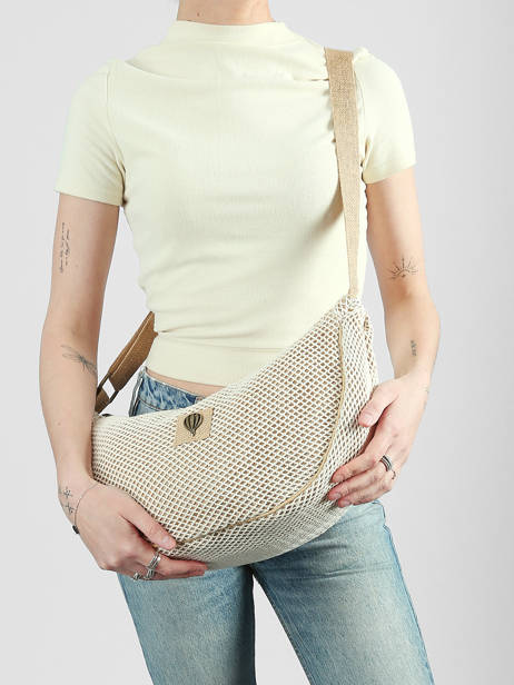 Shoulder Bag Resille Cotton Le voyage en panier Beige resille PM943 other view 1