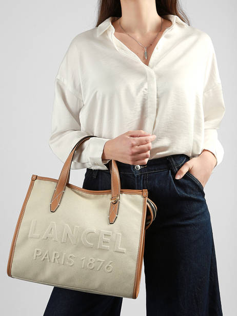 Sac Cabas Zippé M Jour Toilet Et Cuir Lancel Beige jour A14027 vue secondaire 1