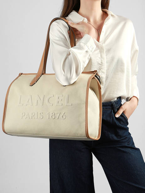Shoulder Bag Jour Canvas And Leather Lancel Beige jour A14028 other view 1
