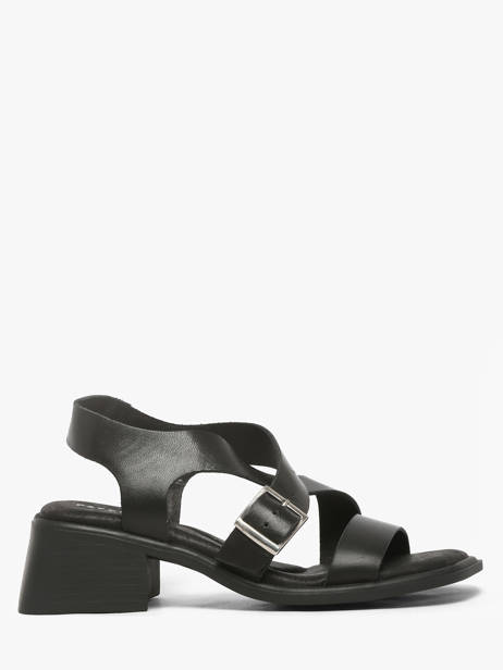 Heeled Sandals In Leather Pavement Black women 25273