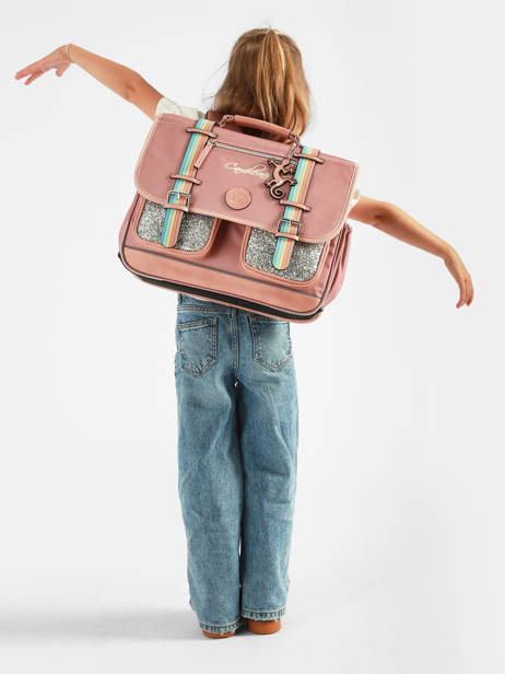 Satchel For Kids 2 Compartments Vintage Fantasy Cameleon Pink vintage fantasy CA38 other view 2