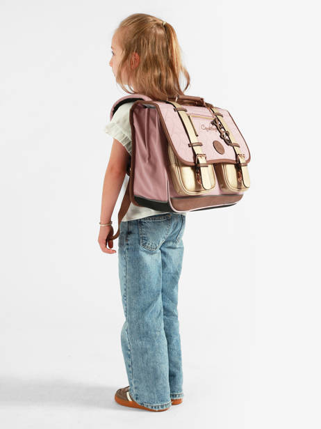 Satchel For Kids 2 Compartments Cameleon Brown vintage fantasy CA38 other view 1