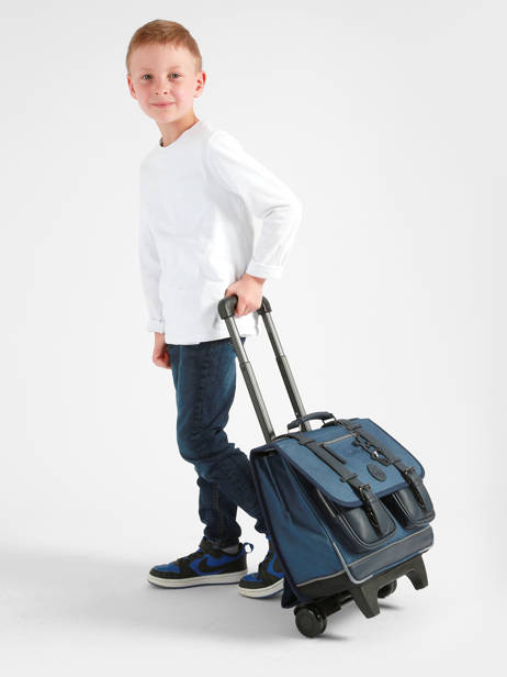 Cartable à Roulettes 2 Compartiments Vintage Color Cameleon Bleu vintage color CR38 vue secondaire 1