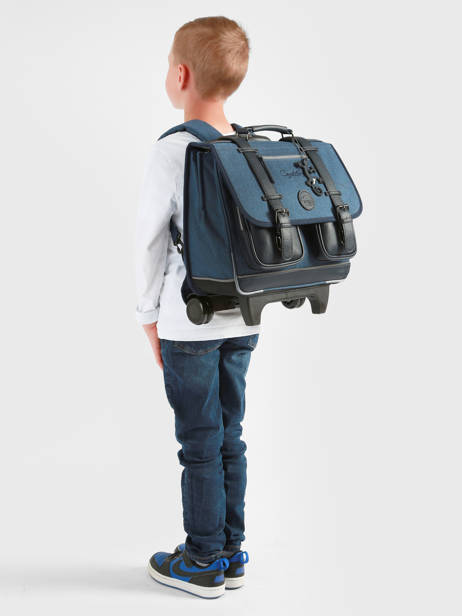 Cartable à Roulettes 2 Compartiments Vintage Color Cameleon Bleu vintage color CR38 vue secondaire 2