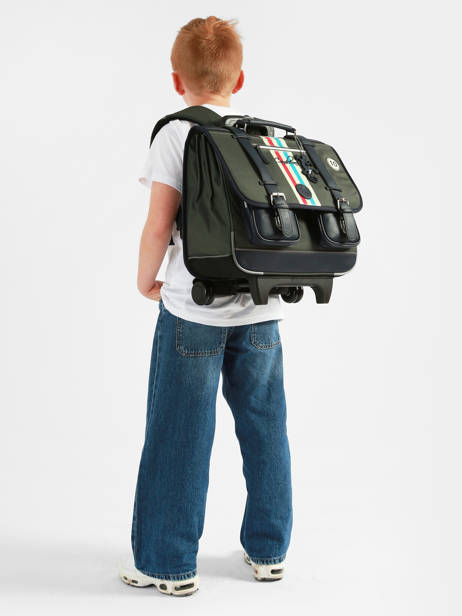 Cartable à Roulettes 3 Compartiments Vintage Urban Cameleon Vert vintage urban CR41 vue secondaire 2