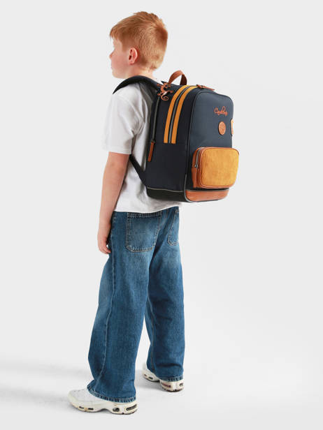 2-compartment Backpack Cameleon Blue vintage urban SO40 other view 1