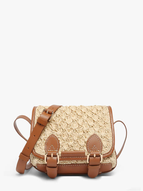 Sac Bandoulière Loulou S Raphia Et Cuir Paul marius Beige raphia LOULSRAP