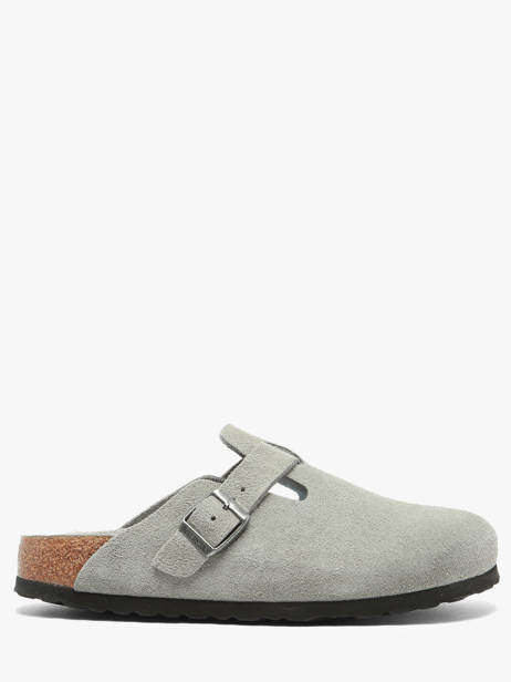 Slippers Boston In Leather Birkenstock Gray women 1031657