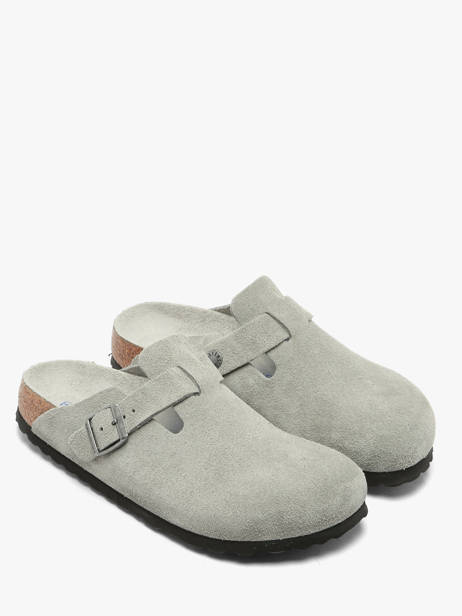 Slippers Boston In Leather Birkenstock Gray women 1031657 other view 2