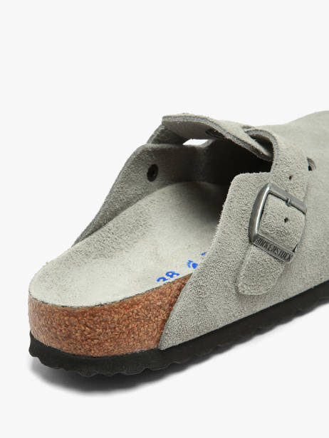 Slippers Boston In Leather Birkenstock Gray women 1031657 other view 3