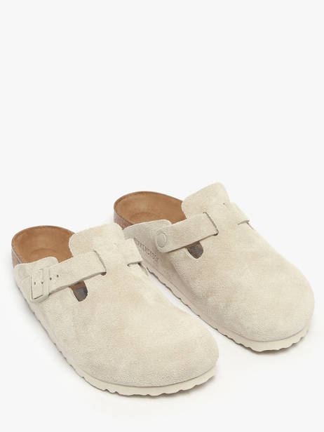 Slippers Boston In Leather Birkenstock White women 1031662 other view 2