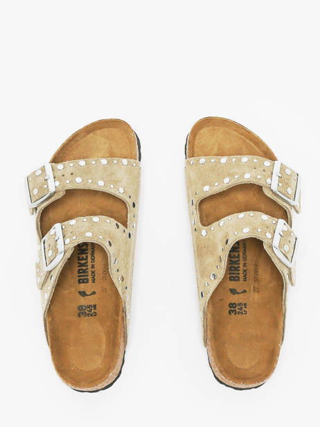 Slippers Arizona Rivet In Leather Birkenstock Beige women 1029390 other view 4