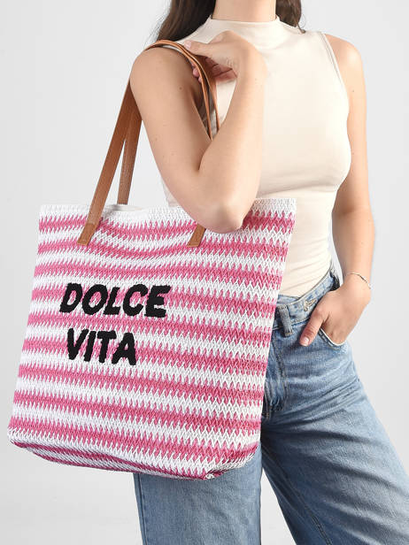 Shoulder Bag Plage Straw Gerard pasquier Pink plage P26034