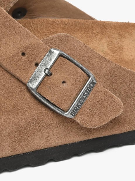 Slippers In Leather Birkenstock Brown unisex 1032795 other view 2