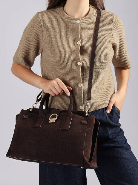 Satchel M Equestre Croco Leather Etrier Brown equestre croco EEQC142M other view 2