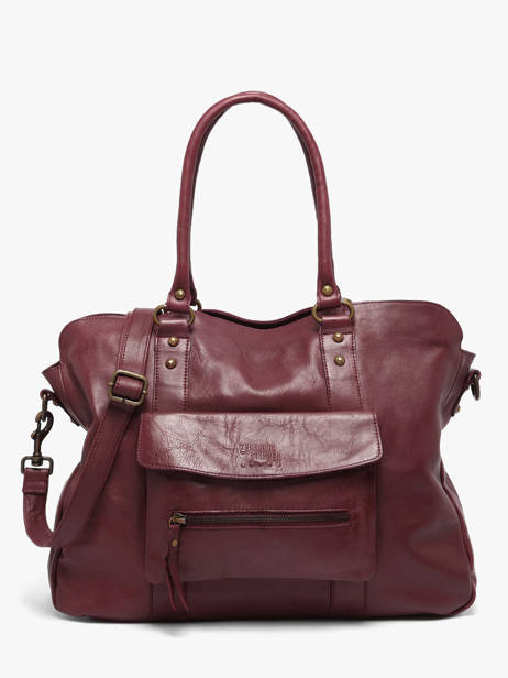A4 Size Shoulder Bag Cow Leather Basilic pepper Red cow BCOW78