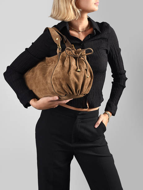 Shoulder Bag Folk Leather Gerard darel Beige folk DES01407 other view 1