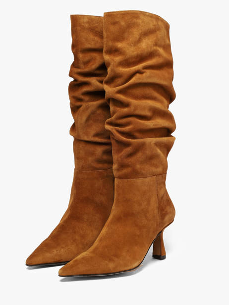 Bottes Talon Aiguille En Cuir Angel alarcon Marron women 458F vue secondaire 1