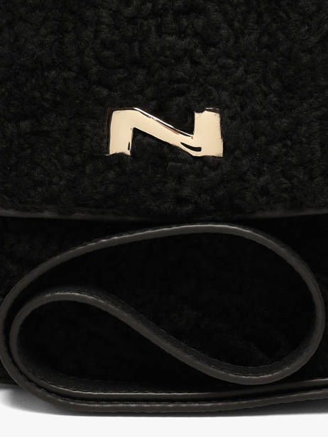 Sac Bandoulière Pénélope Peau Lainée Et Cuir Nathan baume Noir odyssey 1S vue secondaire 2
