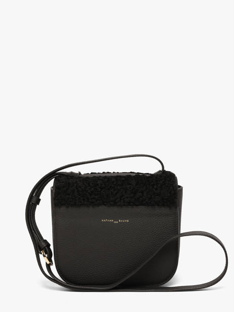 Sac Bandoulière Pénélope Peau Lainée Et Cuir Nathan baume Noir odyssey 1S vue secondaire 4