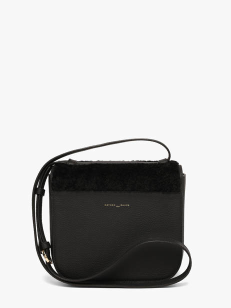 Sac Bandoulière Ulysse Peau Lainée Et Cuir Nathan baume Noir odyssey 2S vue secondaire 4