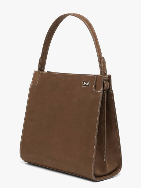 Sac à Main Elisabeth Cuir Nubuck Nathan baume Marron dynasty 4NG vue secondaire 1