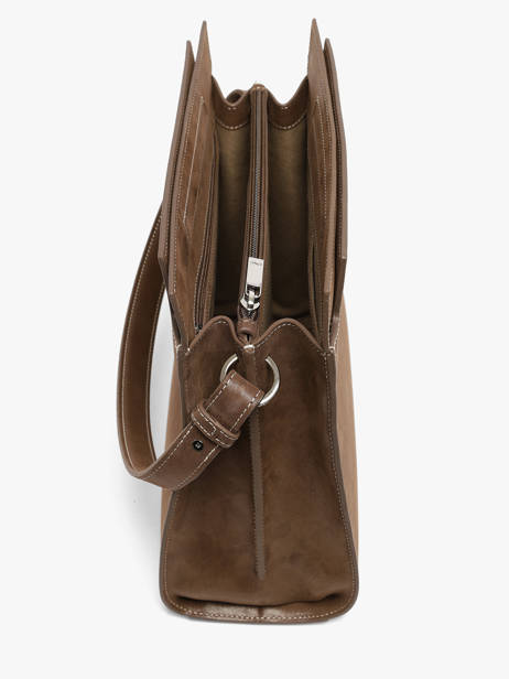 Sac à Main Elisabeth Cuir Nubuck Nathan baume Marron dynasty 4NG vue secondaire 3