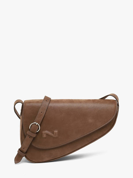Sac Bandoulière Sunny Nubuck Cuir Nathan baume Marron n city 6NG