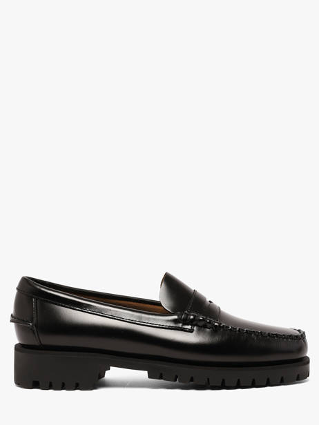 Dan Lug Hand-stitched Leather Loafers Sebago Black women 7002IJ0