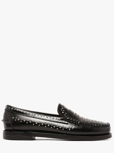 Dan Studs Hand-stitched Leather Loafers Sebago Black women 78118KW