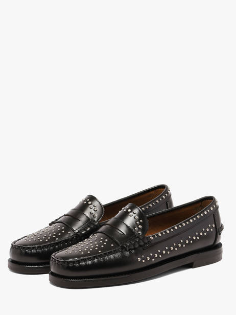 Dan Studs Hand-stitched Leather Loafers Sebago Black women 78118KW other view 1