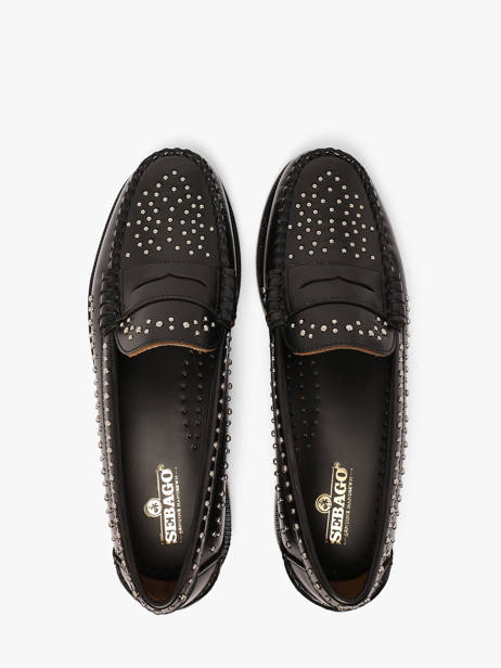 Dan Studs Hand-stitched Leather Loafers Sebago Black women 78118KW other view 3