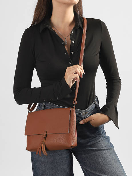 Sac Bandouliere Vintage Flora & co Marron grained F8044 vue secondaire 1