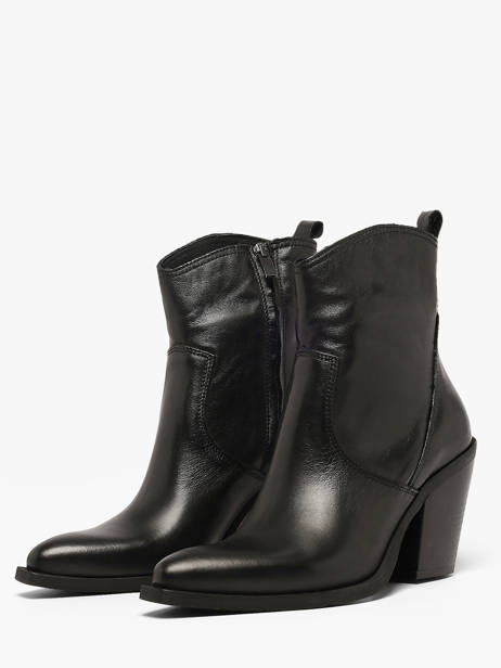 Bottines à Talon Tronchetti Texani En Cuir Metisse Noir women Bottines texanes en daim brossé à la main. vue secondaire 1