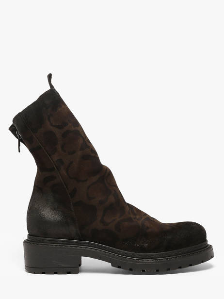 Boots Biker In Leather Metisse Brown women MA05