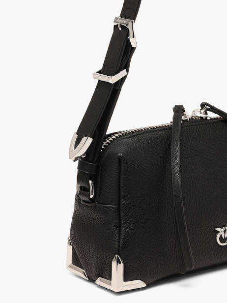 Sac Bandoulière Mini Bauletto Cuir Pinko Noir love bag soft 6967A3CX vue secondaire 3