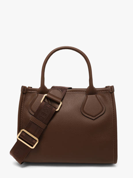 Small Leather Jour Tote Bag Lancel Brown jour A12995 other view 4