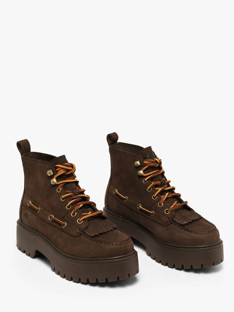 Boots Plateforme En Cuir Timberland Marron women 27YZW071 vue secondaire 1