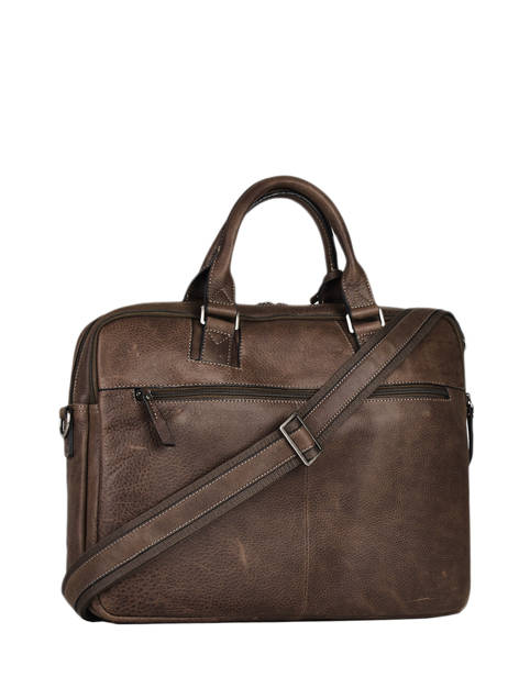Leather Spider Briefcase 2 Compartments Etrier Brown spider ESPI8022 other view 3