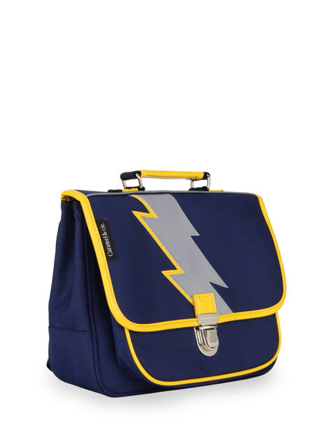 1 Compartment Satchel Caramel et cie Blue fier GA other view 2