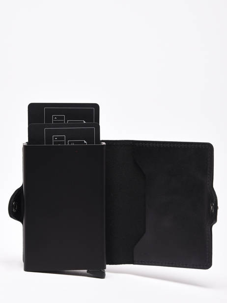 Leather Twin Card Holder 2 Compartments Secrid Black vintage TV other view 1