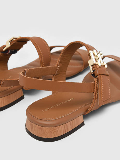 Sandals In Leather Tommy hilfiger Brown women 7094GU9 other view 3