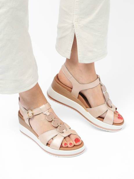 Sandals Seline Perlkid In Leather Mephisto Beige women P5142156 other view 2